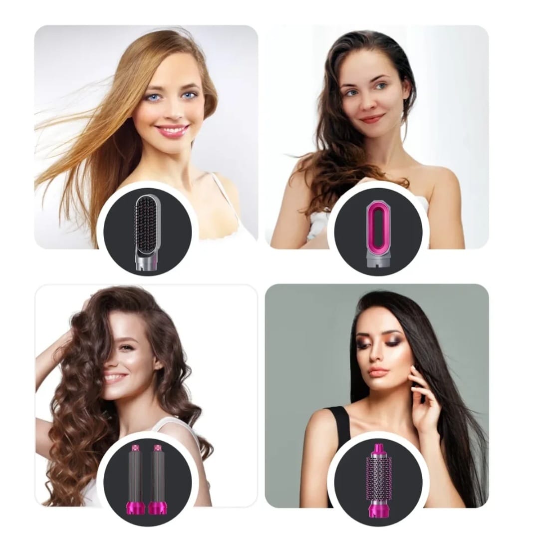 EasyGlam™ Cepillo Alisador Secador 5 En 1 Eléctrico